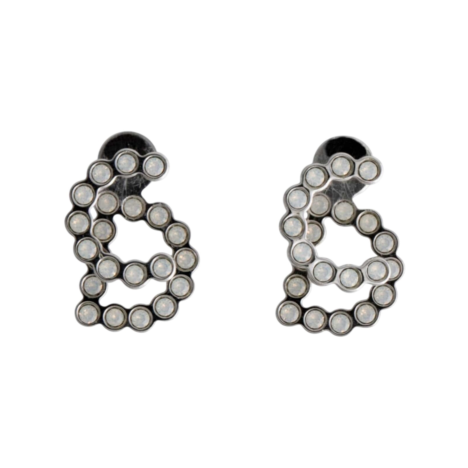 Christian Dior Silver-Tone Crystal 30 Montaigne Stud Earrings